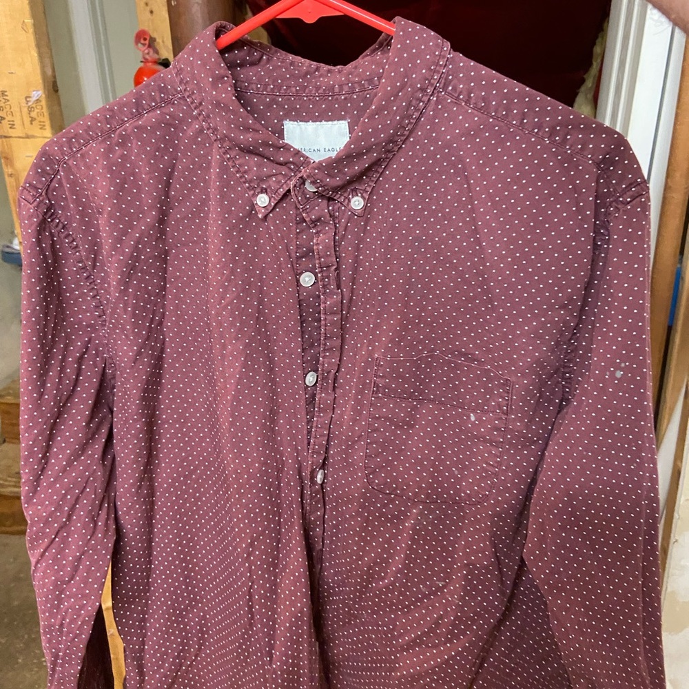 Men’s Button Up Dotted Dress Shirt